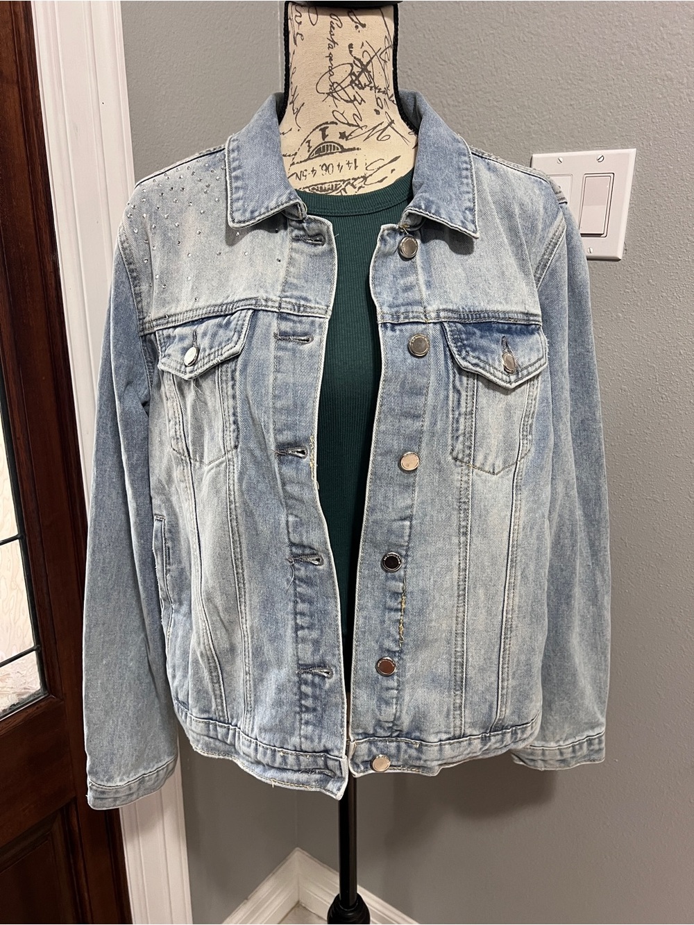 RM Rebecca Minkoff Rhinestone Denim Jacket XL DIY Upcycle